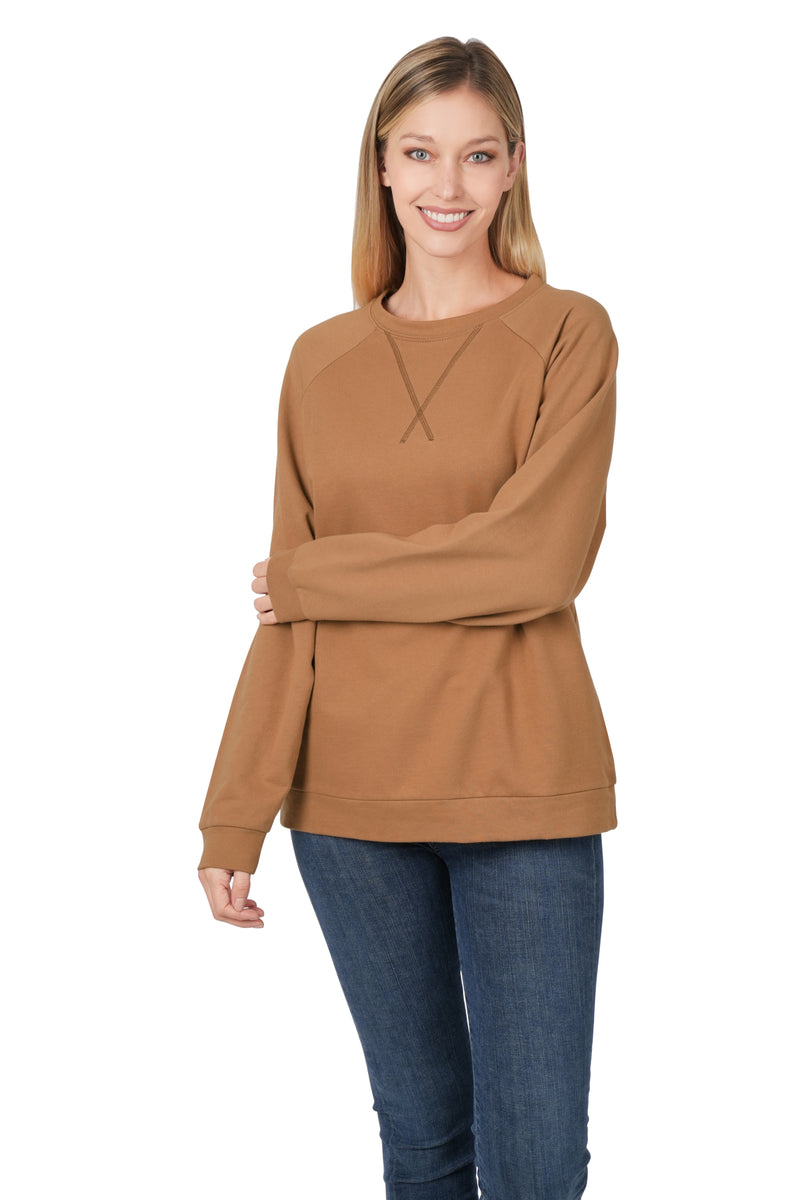 Cotton Terry Pullover- Deep Camel