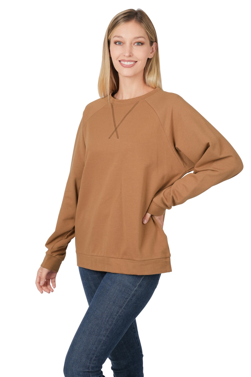 Cotton Terry Pullover- Deep Camel