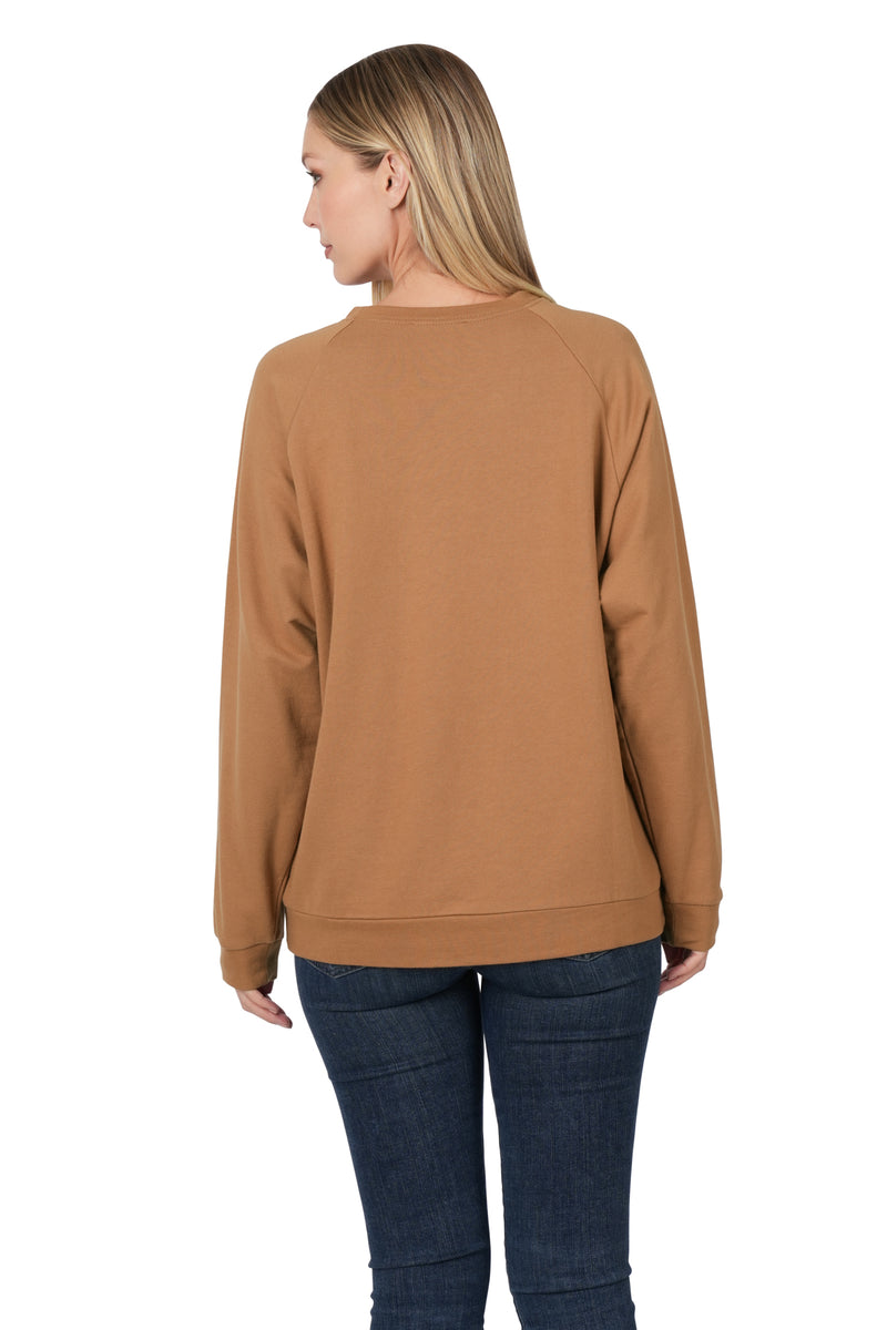 Cotton Terry Pullover- Deep Camel