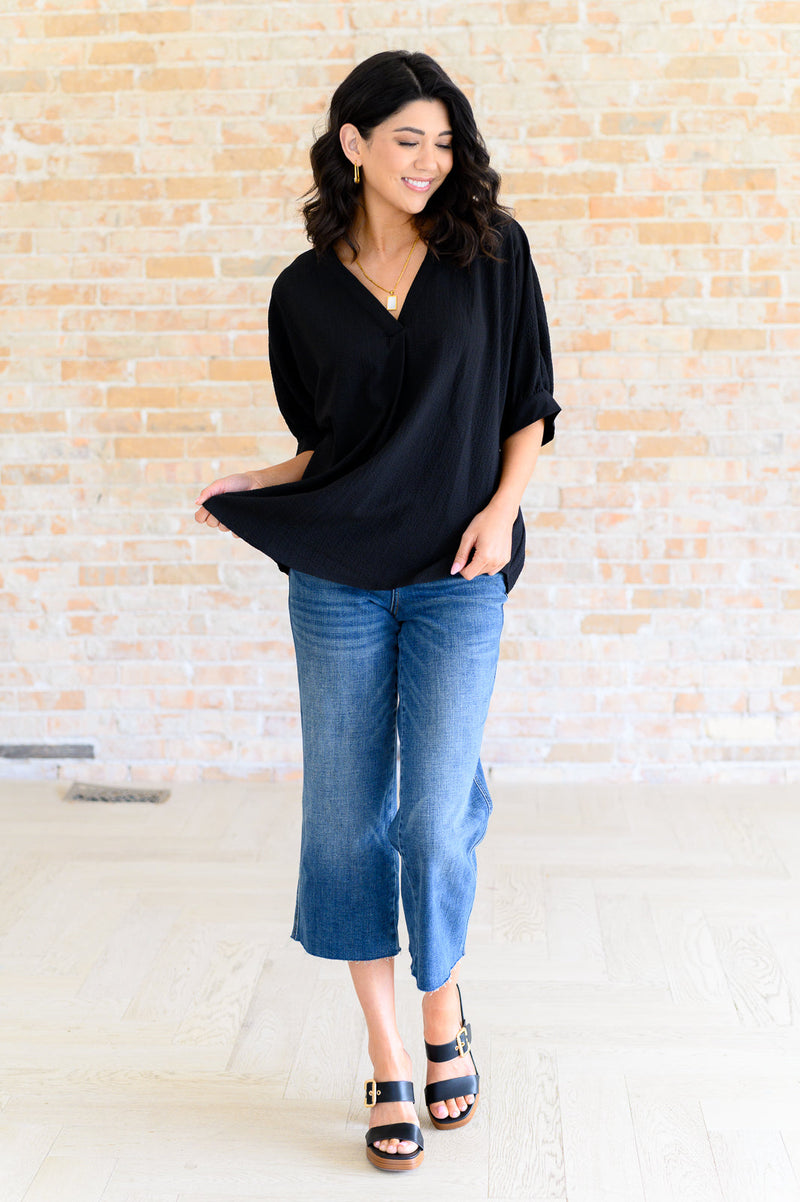 Up For Anything V-Neck Blouse in Black