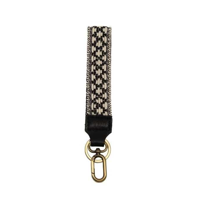 Woven Wristlet Keychain- Black & White