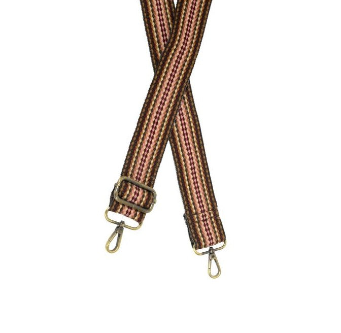 Woven Guitar Strap- Burgundy & Pink