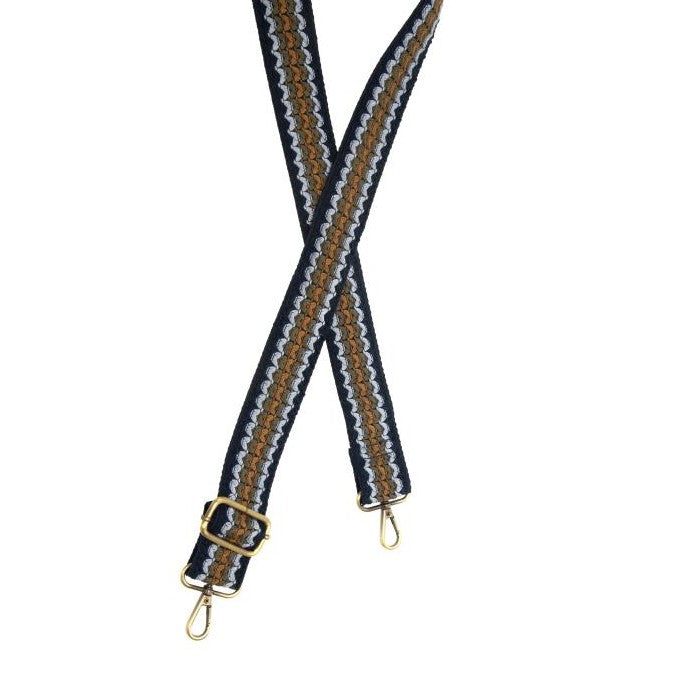 Woven Guitar Strap- Navy & Neutral