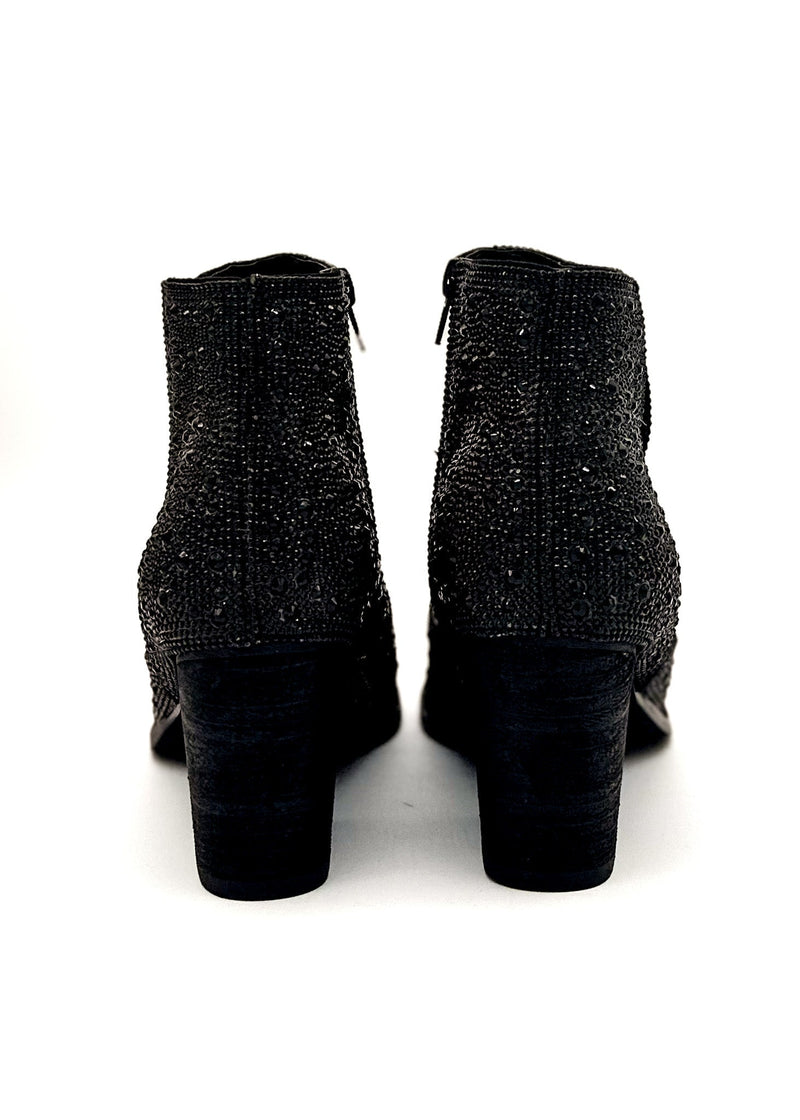 Shine Star Rhinestone Bootie in Black