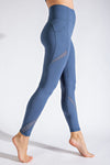 Blue Side Pocket Leggings- Mesh Detail