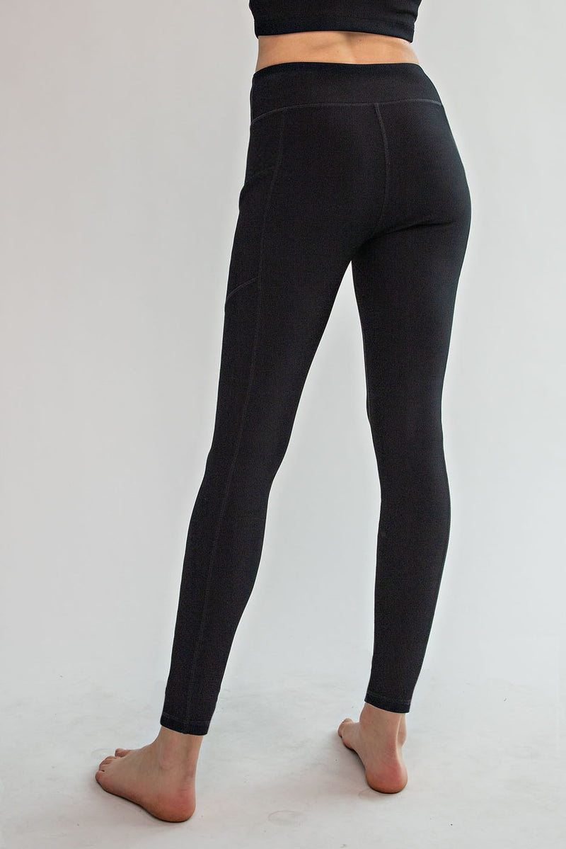 Nylon Rib Side Pocket Leggings- Black – Carma\'s Cheerful Boutique