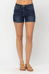 Judy Blue Classic Mid Rise Shorts- Dark Wash