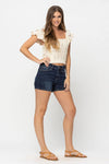 Judy Blue Classic Mid Rise Shorts- Dark Wash