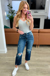 JUDY BLUE Whitney High Rise Distressed Wide Leg Crop Jeans