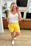 JUDY BLUE Jenna High Rise Control Top Cuffed Shorts in Yellow