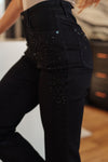 JUDY BLUE Reese Rhinestone Slim Fit Jeans in Black