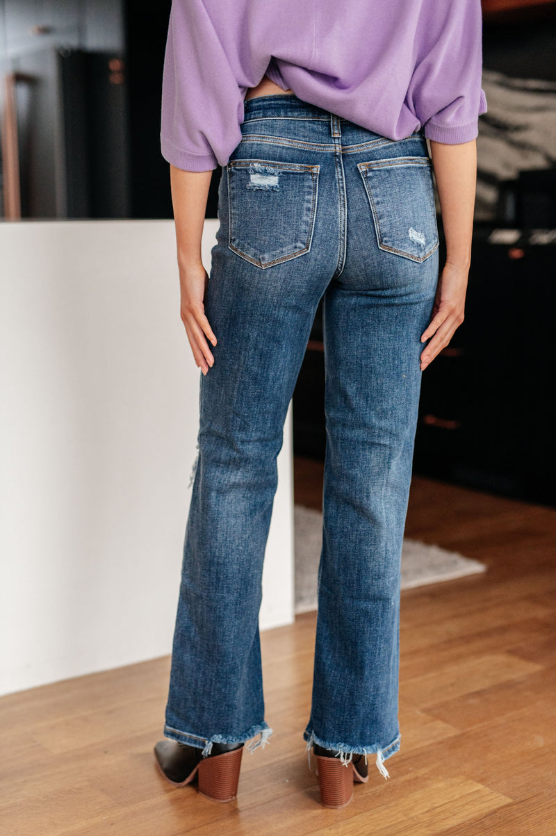 JUDY BLUE Rose High Rise 90's Straight Jeans in Dark Wash