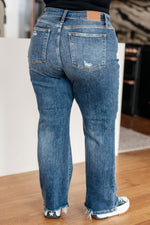 JUDY BLUE Rose High Rise 90's Straight Jeans in Dark Wash