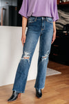 JUDY BLUE Rose High Rise 90's Straight Jeans in Dark Wash