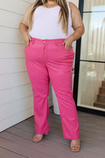 JUDY BLUE Tanya Control Top Faux Leather Pants in Hot Pink