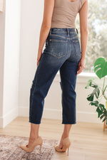 JUDY BLUE Whitney High Rise Distressed Wide Leg Crop Jeans