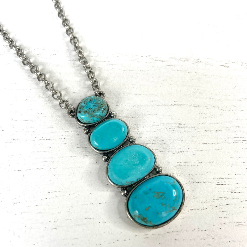 Tiered Stone Necklace- Blue Turquoise