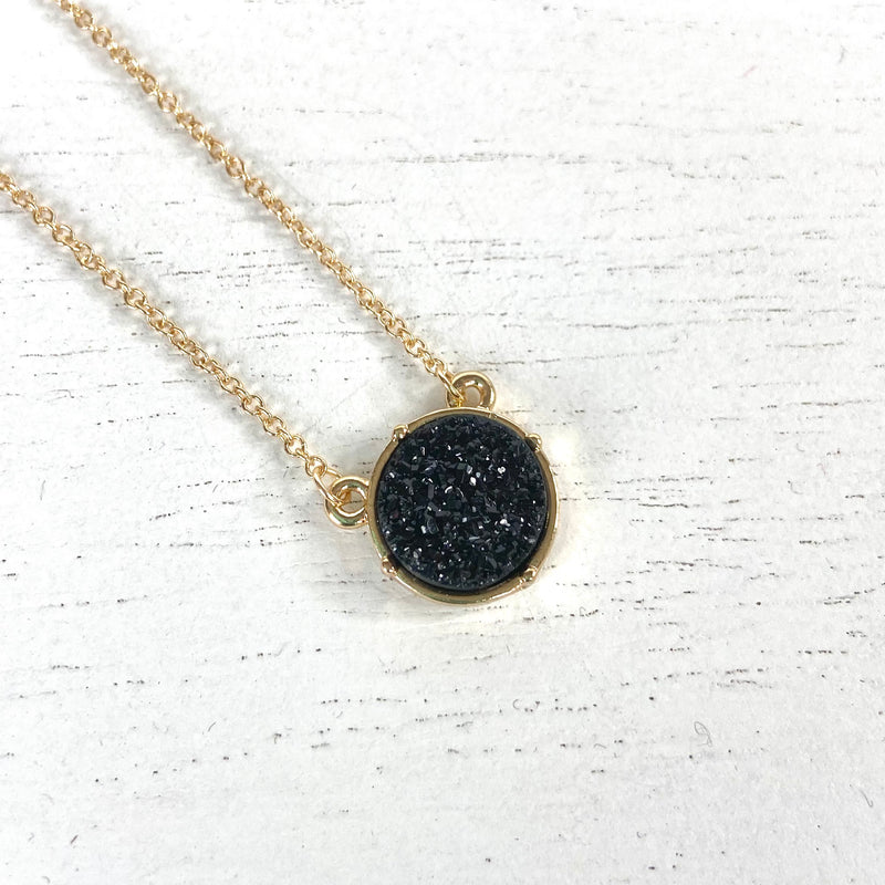 Black Druzy Necklace