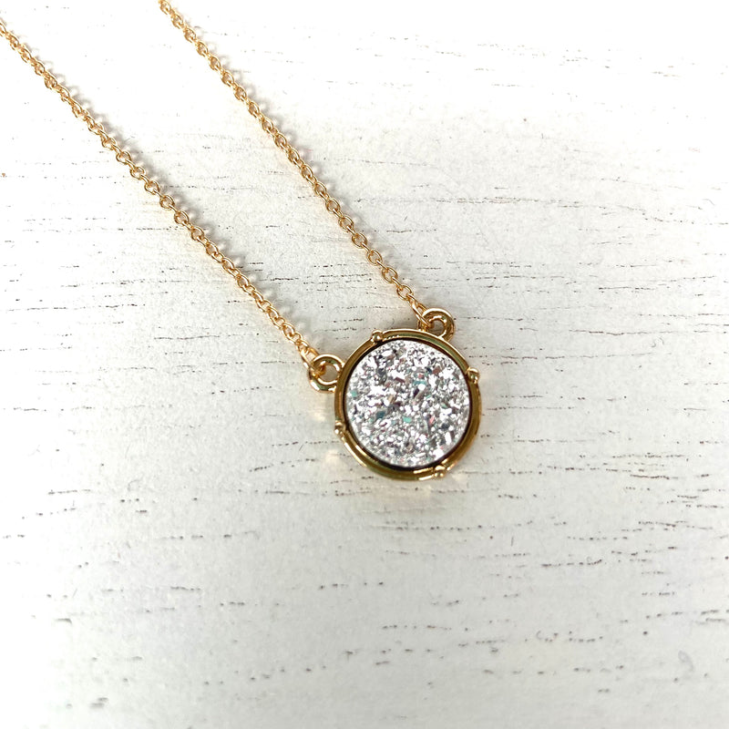 Silver Druzy Necklace