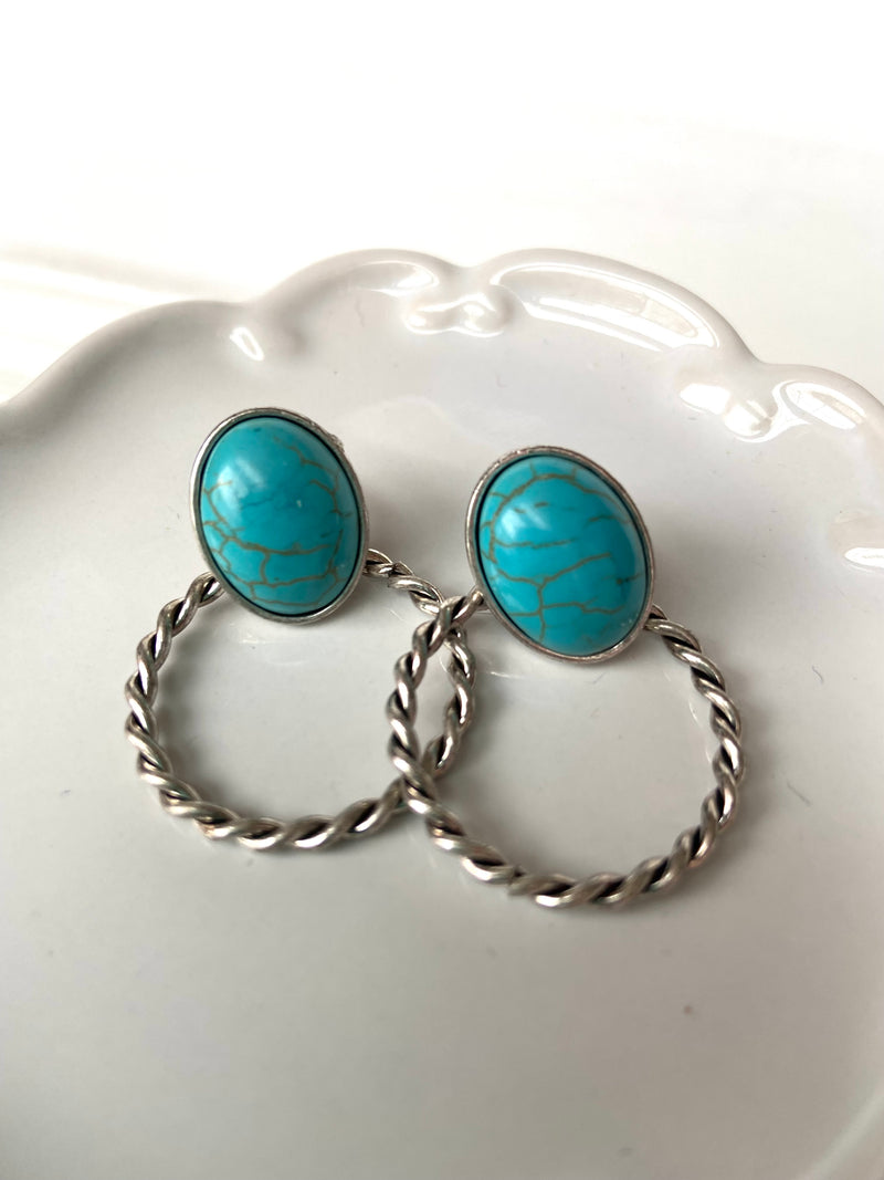 Turquoise Stud Hoops