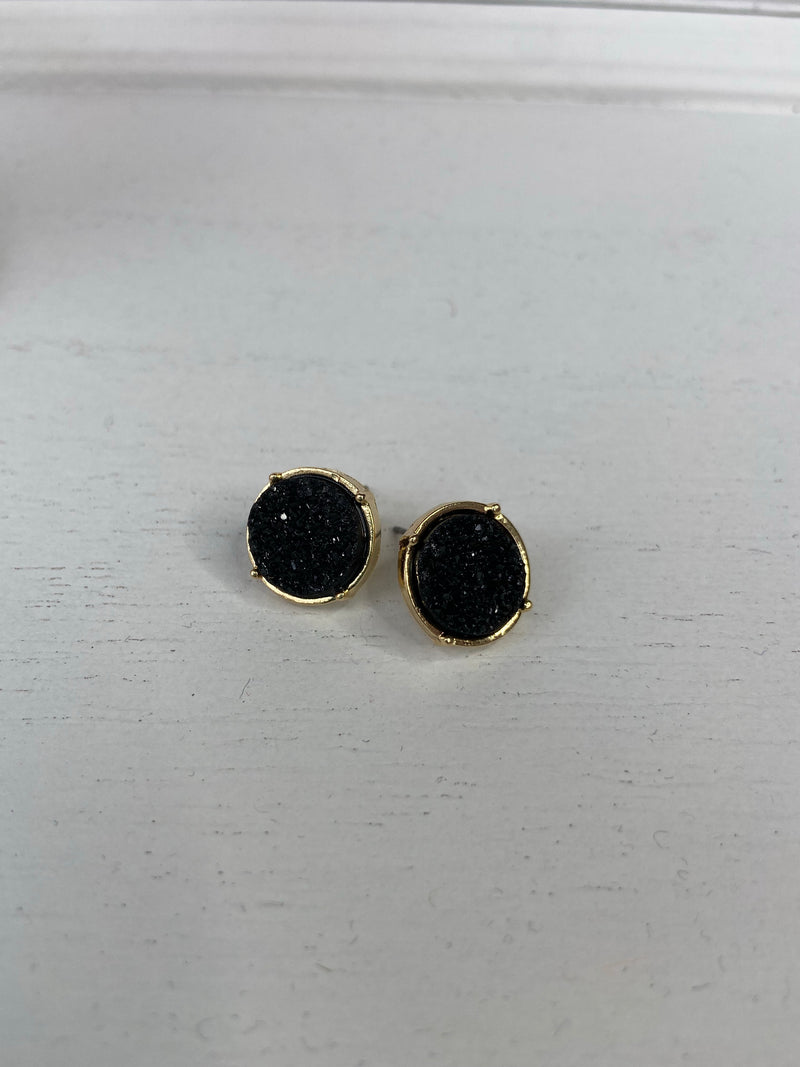 Black Druzy Earrings